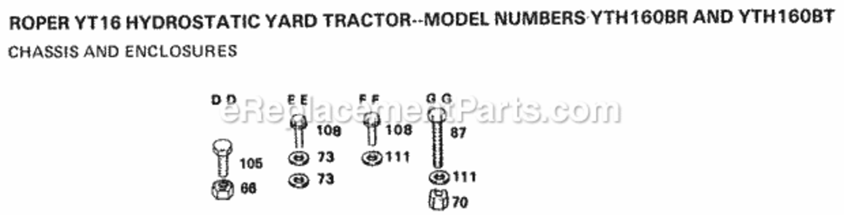 Page E Diagram and Parts List for YTH160BT 1999 And Before Husqvarna Lawn Tractor
