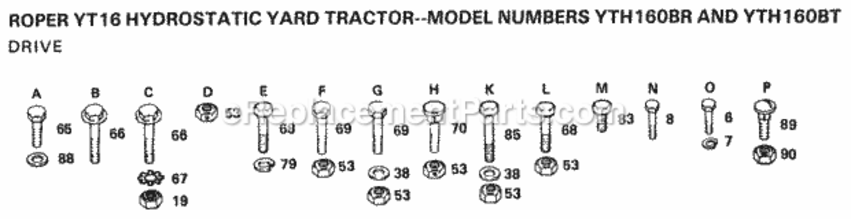 Page F Diagram and Parts List for YTH160BT 1999 And Before Husqvarna Lawn Tractor