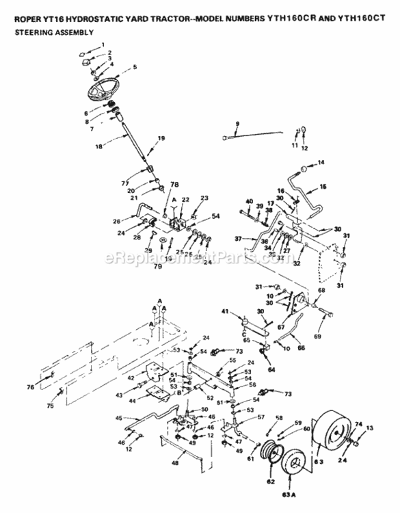 Page M Diagram and Parts List for YTH160CR 1999 And Before Husqvarna Lawn Tractor