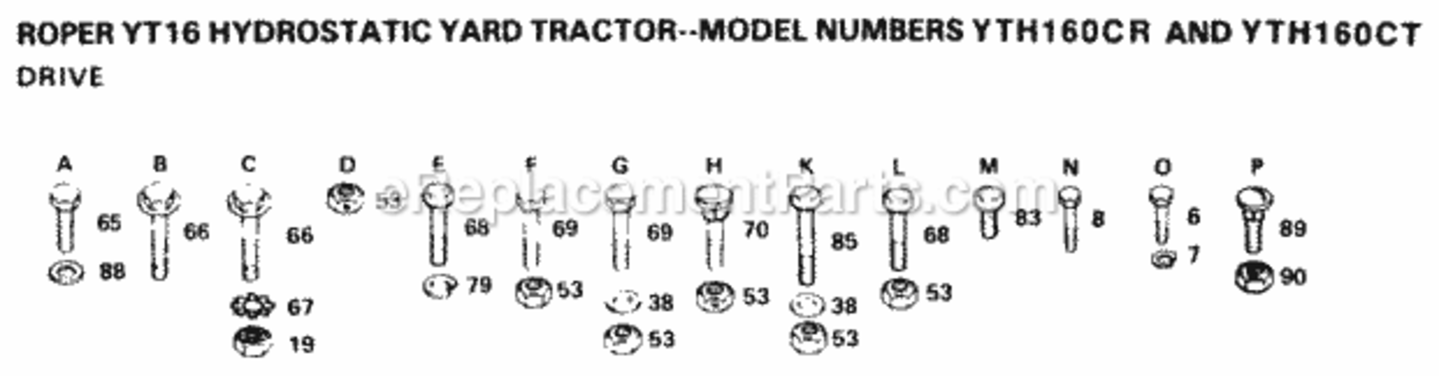 Page F Diagram and Parts List for YTH160CR 1999 And Before Husqvarna Lawn Tractor