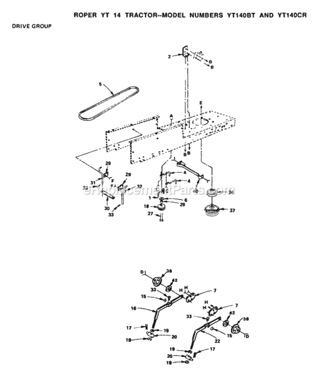 Page B Diagram and Parts List for YTH160CT 1999 And Before Husqvarna Lawn Tractor