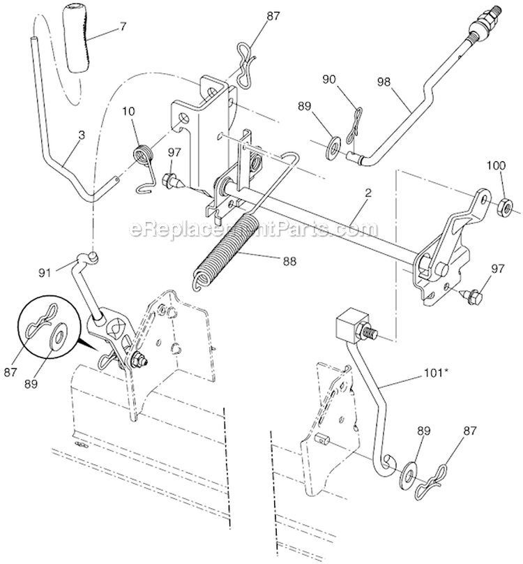 Mower Lift Diagram and Parts List for YTH21K46  Husqvarna Lawn Tractor