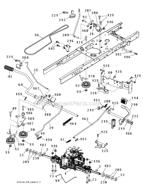 Drive Diagram and Parts List for YTH2348 96045000504 Husqvarna Lawn Tractor