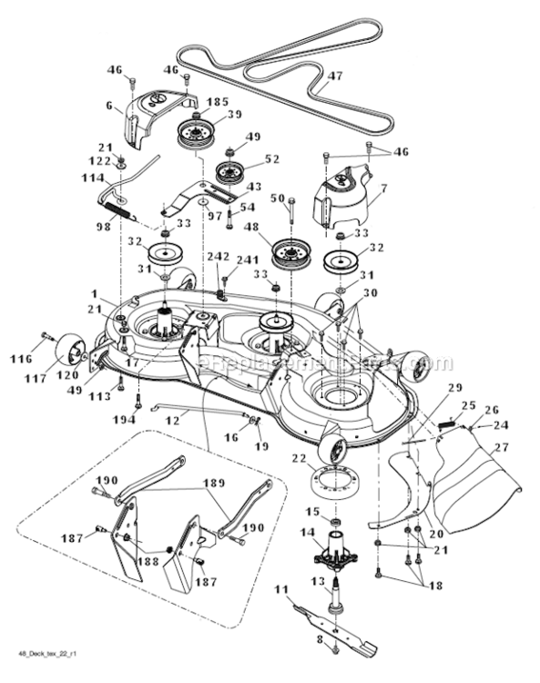 Mower_Deck Diagram and Parts List for YTH2348 96045000504 Husqvarna Lawn Tractor