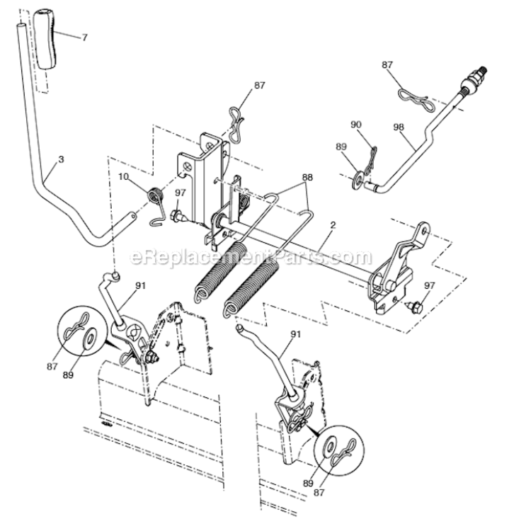 Mower_Lift Diagram and Parts List for YTH2348 96045000504 Husqvarna Lawn Tractor