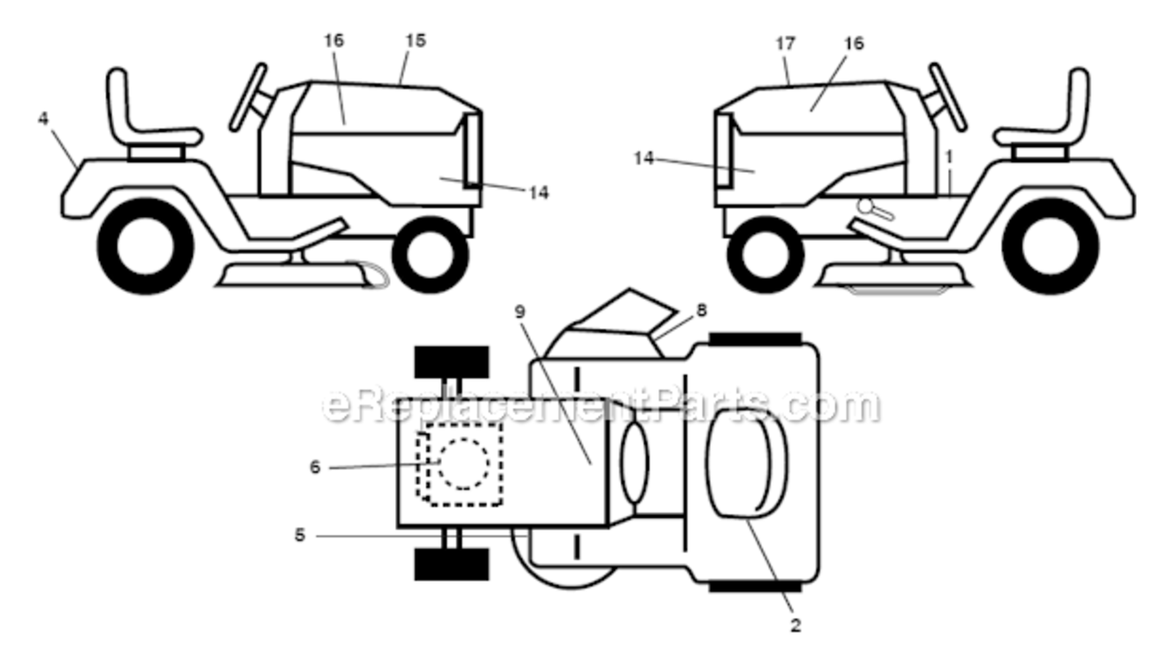 Decals Diagram and Parts List for YTH2348 96045000504 Husqvarna Lawn Tractor