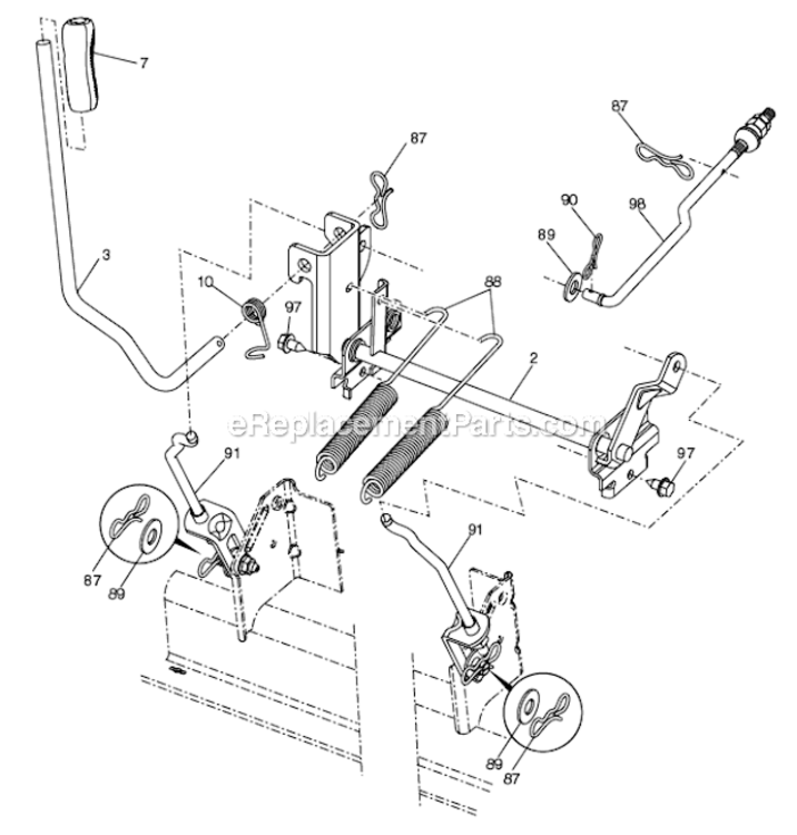 Mower_Lift Diagram and Parts List for YTH2348  Husqvarna Lawn Tractor