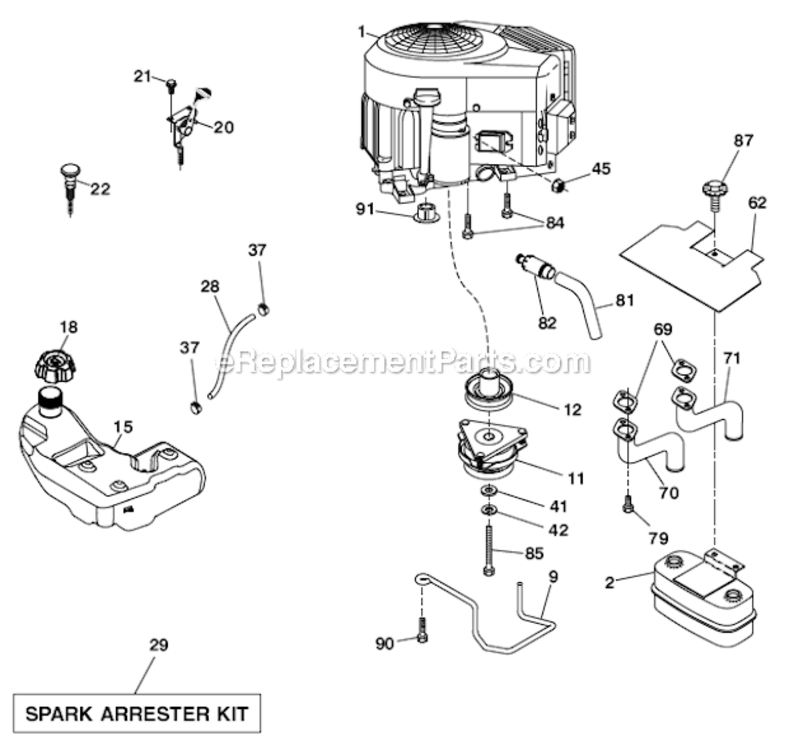 Engine Diagram and Parts List for YTH2348  Husqvarna Lawn Tractor