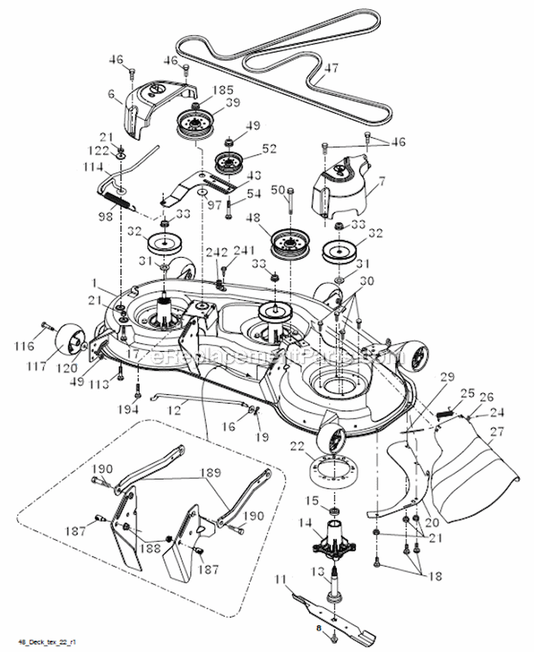Mower Deck Diagram and Parts List for YTH23V48-96043008600  Husqvarna Lawn Tractor