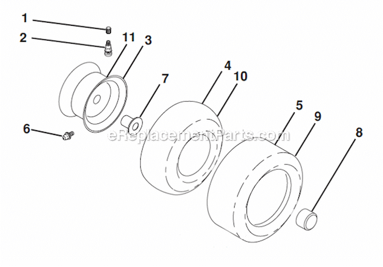 Wheels And Tires Diagram and Parts List for YTH23V48-96043008600  Husqvarna Lawn Tractor