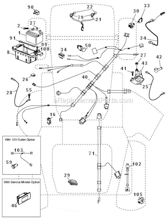 Electrical Diagram and Parts List for YTH24K48 96045003600 Husqvarna Lawn Tractor