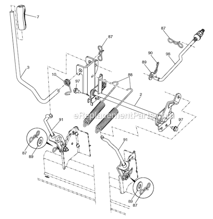 Mower_Lift Diagram and Parts List for YTH24K48 96045003600 Husqvarna Lawn Tractor