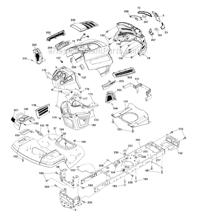 ChassisFrame Diagram and Parts List for YTH24V48LS 2011-01 - 96043011601 Husqvarna Lawn Tractor