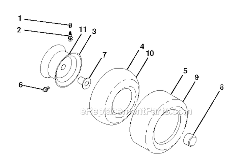 Wheels  Tires Diagram and Parts List for YTH24V48LS 2011-01 - 96043011601 Husqvarna Lawn Tractor