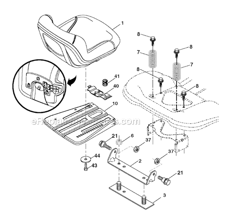 Seat Diagram and Parts List for YTH24V48LS 2011-01 - 96043011601 Husqvarna Lawn Tractor