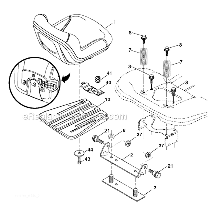 Seat Diagram and Parts List for YTH24V48LS 2011-08 - 96043011603 Husqvarna Lawn Tractor