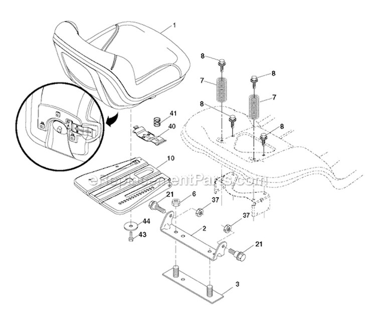 Seat Diagram and Parts List for YTH24V48LS 2012-08 - 96048001402 Husqvarna Lawn Tractor