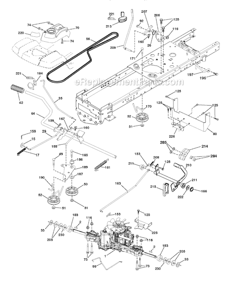 Drive Diagram and Parts List for YTH24V48LS 2012-09 - 96043008900 Husqvarna Lawn Tractor