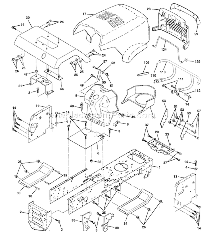 Page A Diagram and Parts List for YTHK180 YTHK 180 HCA -1996-01 Husqvarna Lawn Tractor