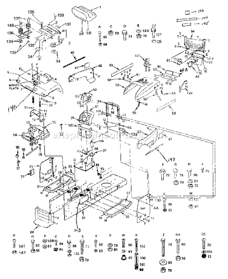 Page A Diagram and Parts List for 1120-14 YTH  1990-01 Husqvarna Lawn Tractor