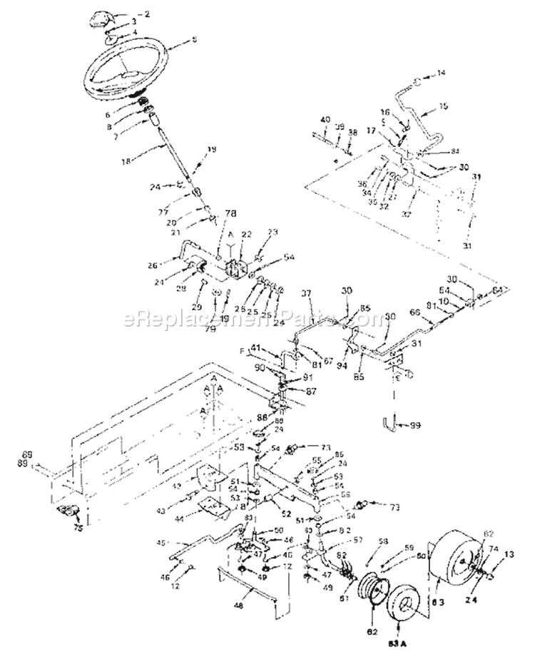 Page F Diagram and Parts List for 1120-14 YTH  1990-01 Husqvarna Lawn Tractor