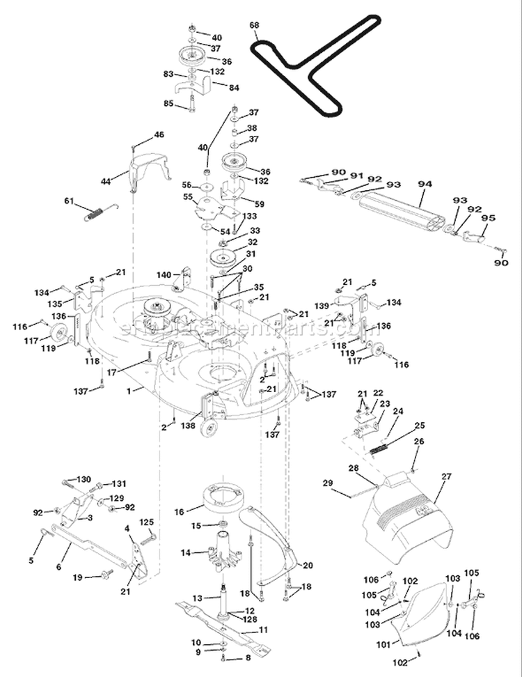 Page G Diagram and Parts List for 145 YTH  954140015A -1999-05 Husqvarna Lawn Tractor