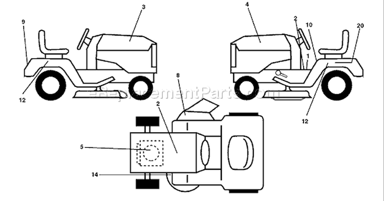 Page B Diagram and Parts List for 150 YTH  954140007B -1997-12 Husqvarna Lawn Tractor
