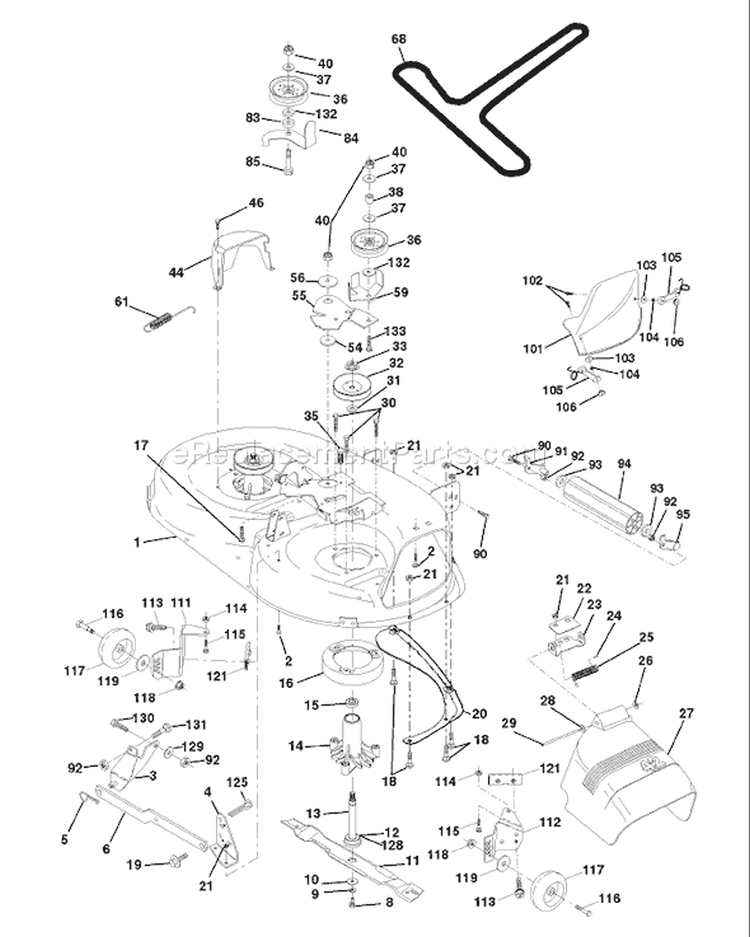 Page F Diagram and Parts List for 150 YTH  954140007B -1997-12 Husqvarna Lawn Tractor