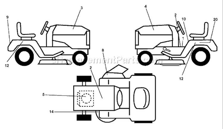 Page B Diagram and Parts List for 150 YTH  954140007C -1997-12 Husqvarna Lawn Tractor