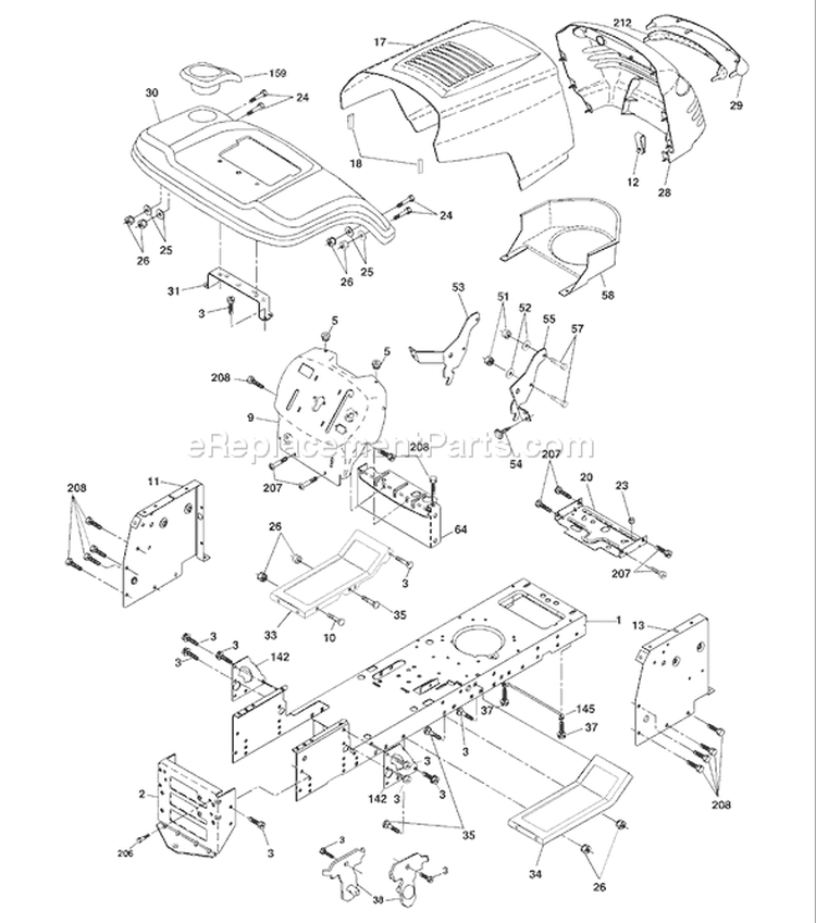 Page A Diagram and Parts List for 1542A YTH  954567048 -2000-11 Husqvarna Lawn Tractor