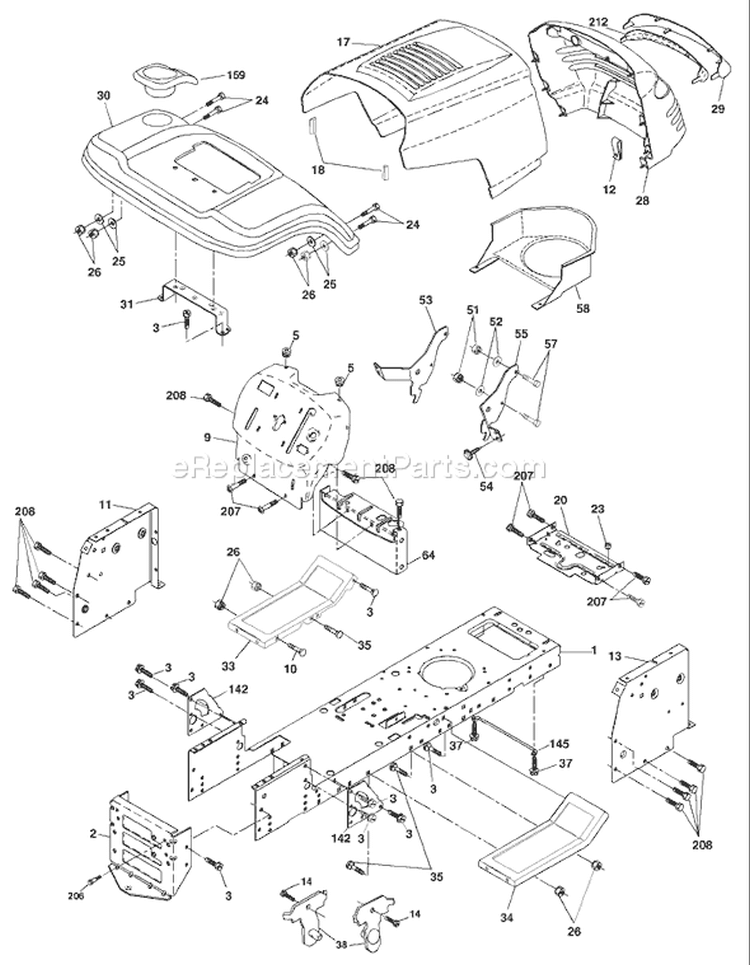 Page A Diagram and Parts List for 1542C YTH  954567048 -2001-04 Husqvarna Lawn Tractor