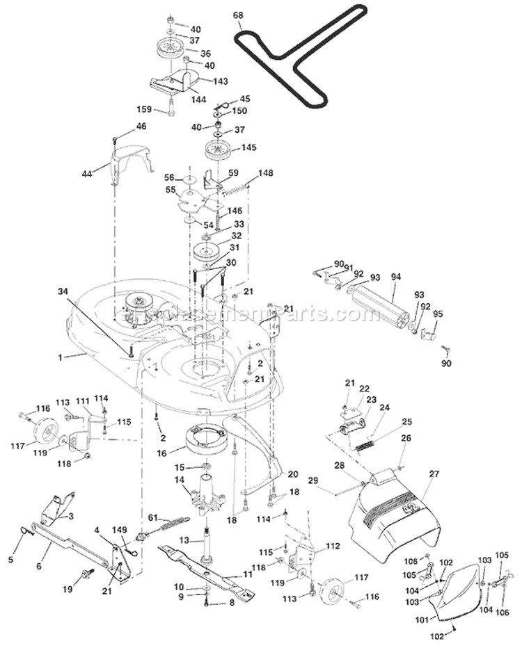 Page F Diagram and Parts List for 1542C YTH  954567048 -2001-04 Husqvarna Lawn Tractor