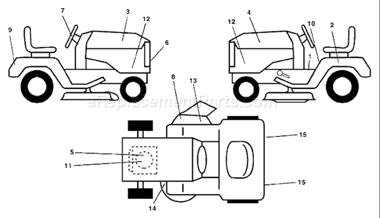 Page B Diagram and Parts List for 1542D YTH  954567048 -2001-11 Husqvarna Lawn Tractor