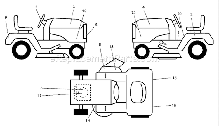 Page B Diagram and Parts List for 1542E YTH  954567048 -2001-12 Husqvarna Lawn Tractor