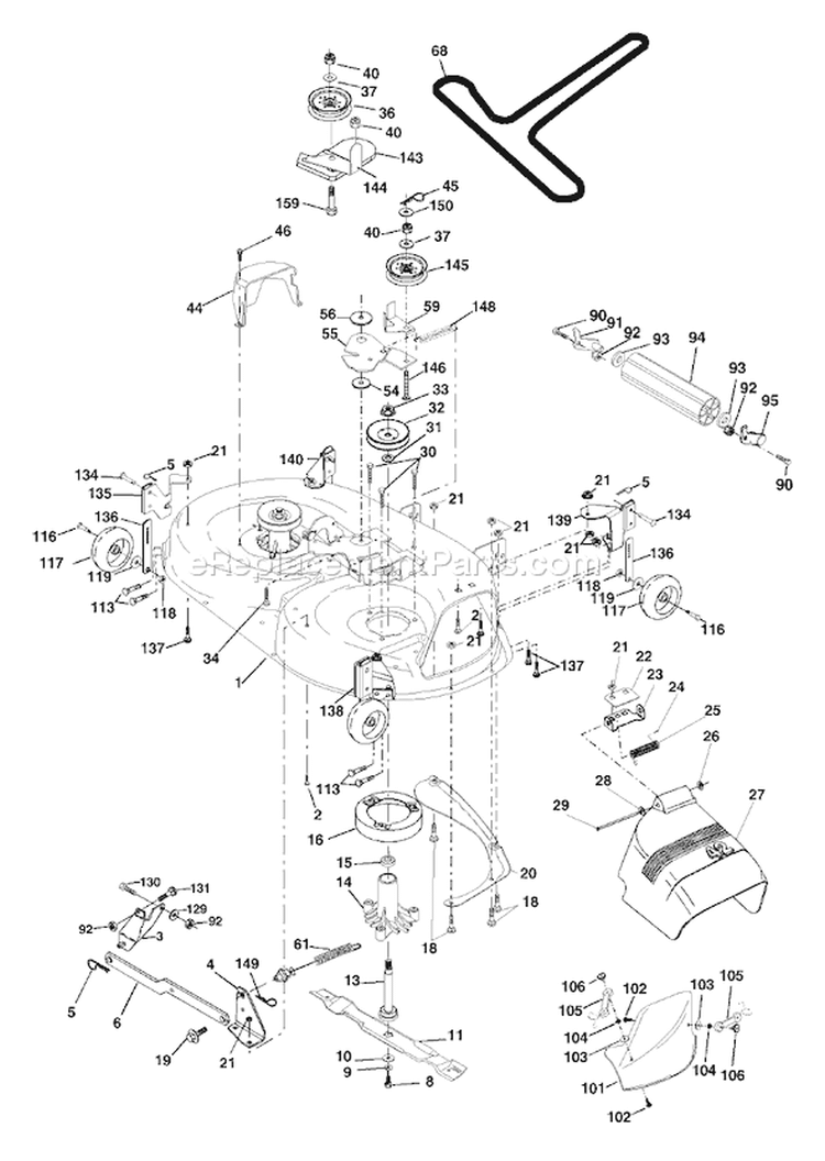 Page F Diagram and Parts List for 1542XPB YTH  954567253 -2001-11 Husqvarna Lawn Tractor