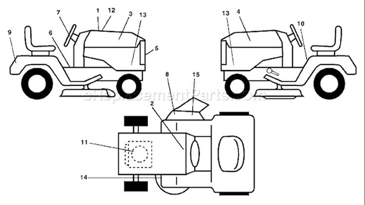 Page B Diagram and Parts List for 1542XPC YTH  954567253 -2001-12 Husqvarna Lawn Tractor