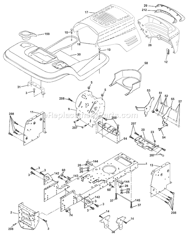 Page A Diagram and Parts List for 1542XPD YTH  954567253 -2001-12 Husqvarna Lawn Tractor