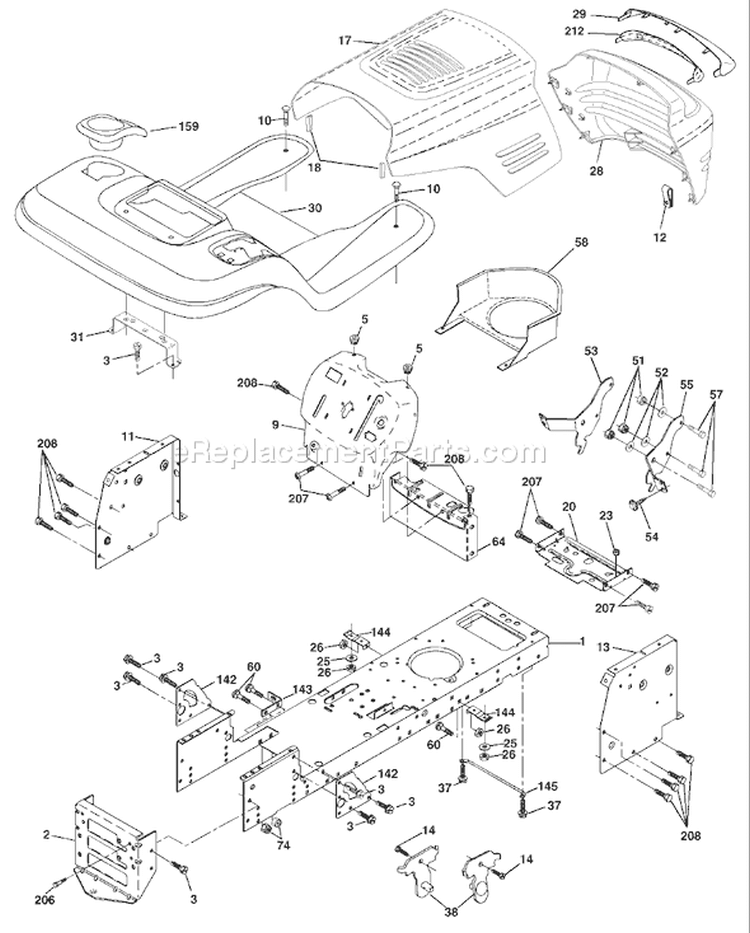 Page A Diagram and Parts List for 1542XPE YTH  954567253 -2002-02 Husqvarna Lawn Tractor