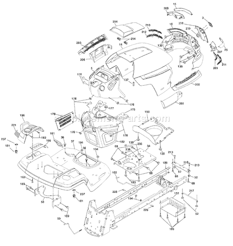 Page A Diagram and Parts List for 1542XPT YTH  96043000603 -2008-01 Husqvarna Lawn Tractor