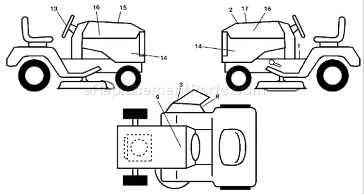 Page B Diagram and Parts List for 1542XPT YTH  96043000603 -2008-01 Husqvarna Lawn Tractor
