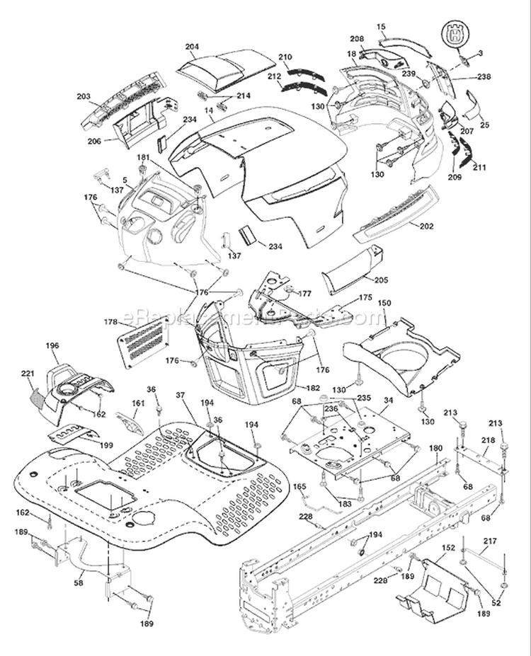 Page A Diagram and Parts List for 1542XPT YTH  96043000604 -2008-01 Husqvarna Lawn Tractor