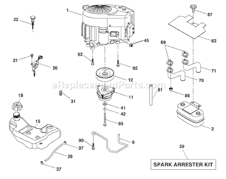 Page E Diagram and Parts List for 1542XPT YTH  96043000604 -2008-01 Husqvarna Lawn Tractor