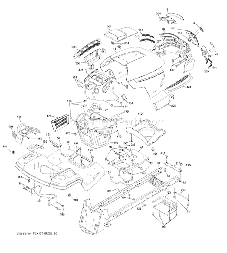 Page A Diagram and Parts List for 1542XPT YTH  CA -96043005100 -2007-12 Husqvarna Lawn Tractor
