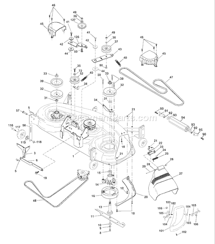 Page F Diagram and Parts List for 1746B YTH  954567055 -2001-01 Husqvarna Lawn Tractor