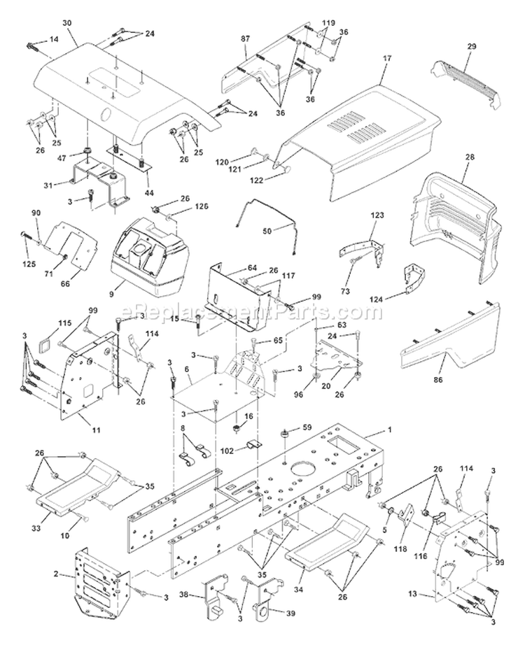 Page A Diagram and Parts List for 180 YTH  954001082A -1994-07 Husqvarna Lawn Tractor