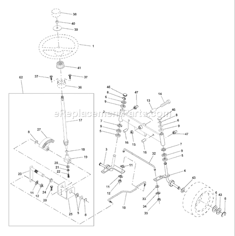 Page J Diagram and Parts List for 180 YTH  954001082B -1994-12 Husqvarna Lawn Tractor