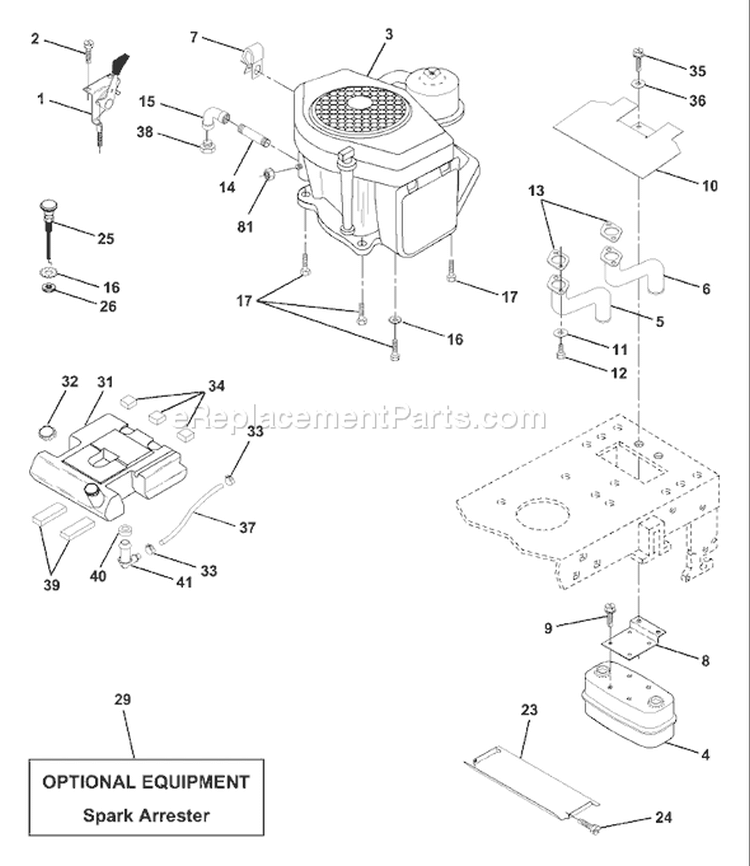 Page F Diagram and Parts List for 180 YTH  954001082B -1994-12 Husqvarna Lawn Tractor