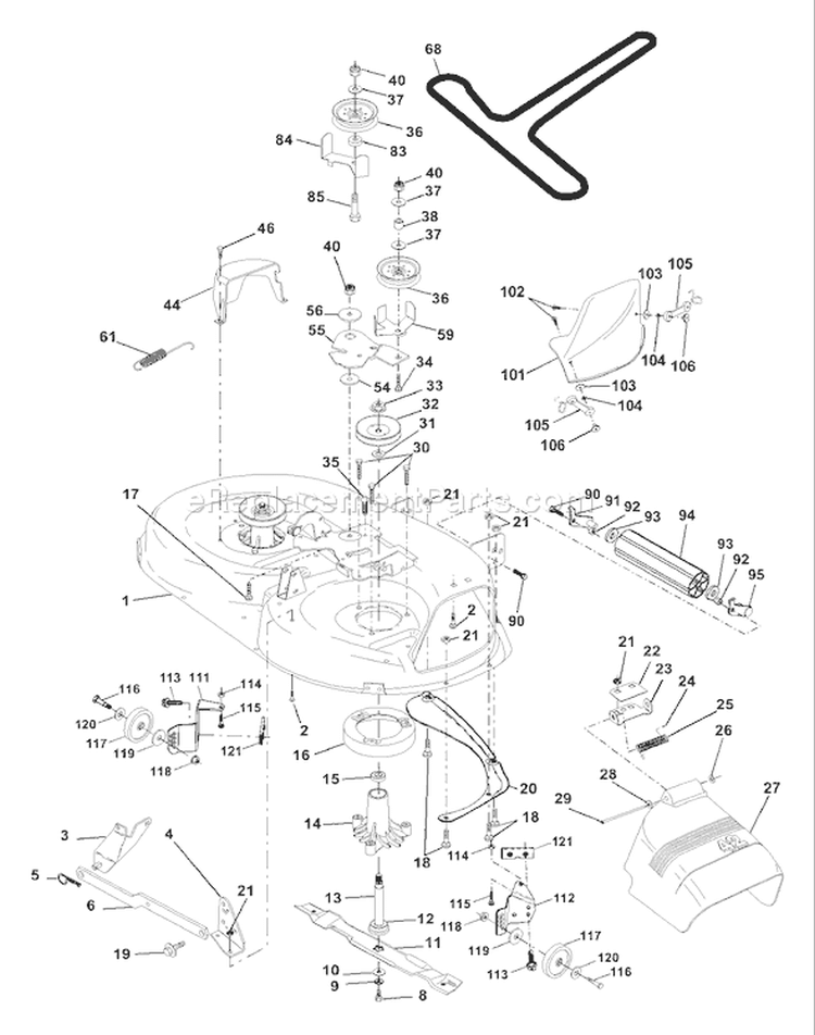 Page F Diagram and Parts List for 180 YTH  954001172A -1994-07 Husqvarna Lawn Tractor
