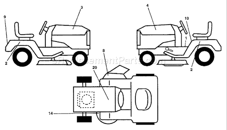 Page B Diagram and Parts List for 180 YTH  954140010B -1996-12 Husqvarna Lawn Tractor