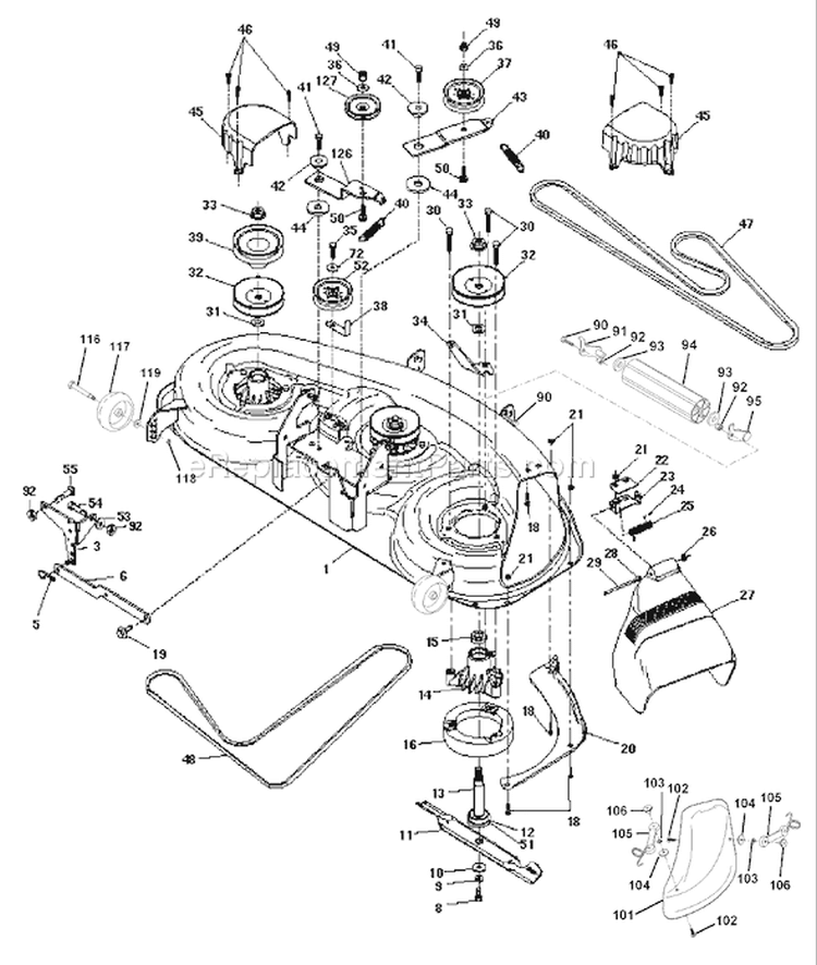 Page F Diagram and Parts List for 180 YTH  954140010D -1997-12 Husqvarna Lawn Tractor